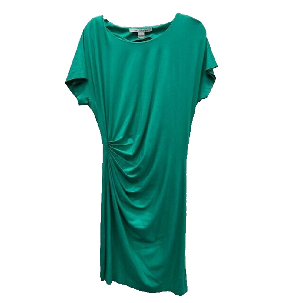 Diane Von Furstenberg Womens Melek Jersey Dress Ruched Side Stretch Green Size L